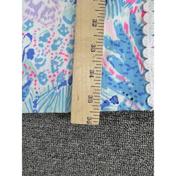 Lilly Pulitzer Dress Womens 12 Blue Pink Tropical Mila Shift Eyelet Trim - Picture 6 of 9